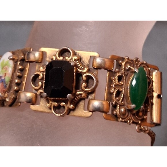 Victorian Revival Panel Bracelet Dragons Breath Buddah Fragonard - Picture 5 of 11